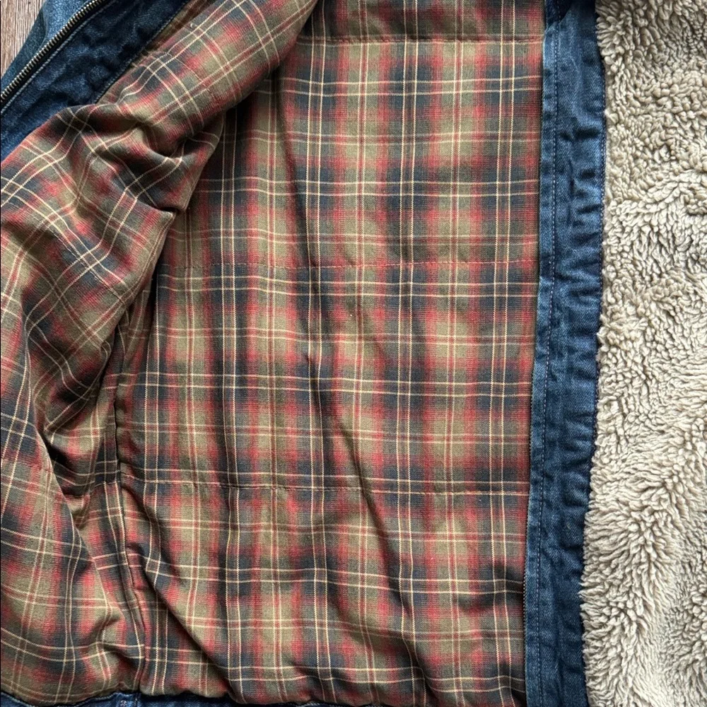 Zara Tan and Blue Sherpa Lined Jacket - Picture 12 of 16